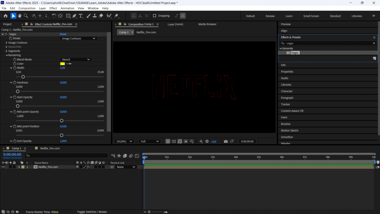Ảnh hiệu ứng Vegas trong After Effects 2025